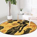 - RealHomes Dijital Baskılı Kaymaz Tabanlı Comfort Yuvarlak Halı - Realhomes  Etnik Motifli Afrikan Tasarımlı Renkli Salon ve Oturma Odası Yıkanabilir Kaymaz Tabanlı Yuvarlak Halı Realhomes