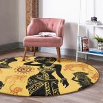 - RealHomes Dijital Baskılı Kaymaz Tabanlı Comfort Yuvarlak Halı - Realhomes  Etnik Motifli Afrikan Tasarımlı Renkli Salon ve Oturma Odası Yıkanabilir Kaymaz Tabanlı Yuvarlak Halı Realhomes