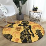 - RealHomes Dijital Baskılı Kaymaz Tabanlı Comfort Yuvarlak Halı - Realhomes  Etnik Motifli Afrikan Tasarımlı Renkli Salon ve Oturma Odası Yıkanabilir Kaymaz Tabanlı Yuvarlak Halı Realhomes