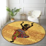 - RealHomes Dijital Baskılı Kaymaz Tabanlı Comfort Yuvarlak Halı - Realhomes  Realhomes Etnik Afrika Kadın Motifli Renkli Salon ve Oturma Odası Yıkanabilir Kaymaz Tabanlı Yuvarlak Halı Realhomes