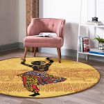 - RealHomes Dijital Baskılı Kaymaz Tabanlı Comfort Yuvarlak Halı - Realhomes  Realhomes Etnik Afrika Kadın Motifli Renkli Salon ve Oturma Odası Yıkanabilir Kaymaz Tabanlı Yuvarlak Halı Realhomes