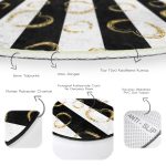 - RealHomes Dijital Baskılı Kaymaz Tabanlı Comfort Yuvarlak Halı - Realhomes  Realhomes Siyah Beyaz Çizgili Gold Halkalar Mutfak Yıkanabilir Kaymaz Tabanlı Yuvarlak Kadife Halı Realhomes