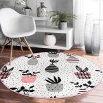 - RealHomes Dijital Baskılı Kaymaz Tabanlı Comfort Yuvarlak Halı - Realhomes Realhomes Puantiye Zemin Vazo Özel Tasarım Pembe Mutfak Yıkanabilir Kaymaz Tabanlı Yuvarlak Kadife Halı Realhomes