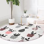 - RealHomes Dijital Baskılı Kaymaz Tabanlı Comfort Yuvarlak Halı - Realhomes Realhomes Puantiye Zemin Vazo Özel Tasarım Pembe Mutfak Yıkanabilir Kaymaz Tabanlı Yuvarlak Kadife Halı Realhomes