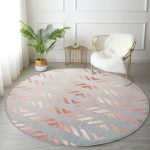 Gri Zeminde Geometrik Desenli Dijital Baskılı Turuncu Mutfak Yıkanabilir Kaymaz Tabanlı Yuvarlak Halı Realhomes