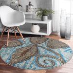 - RealHomes Dijital Baskılı Kaymaz Tabanlı Comfort Yuvarlak Halı - Realhomes  Kabartma Yüzey Yaprak Desenli Dijital Baskılı Kahverengi Salon ve Oturma Odası Yıkanabilir Kaymaz Tabanlı Yuvarlak Halı Realhomes