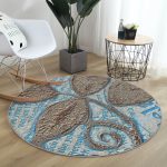 - RealHomes Dijital Baskılı Kaymaz Tabanlı Comfort Yuvarlak Halı - Realhomes  Kabartma Yüzey Yaprak Desenli Dijital Baskılı Kahverengi Salon ve Oturma Odası Yıkanabilir Kaymaz Tabanlı Yuvarlak Halı Realhomes