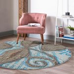 - RealHomes Dijital Baskılı Kaymaz Tabanlı Comfort Yuvarlak Halı - Realhomes  Kabartma Yüzey Yaprak Desenli Dijital Baskılı Kahverengi Salon ve Oturma Odası Yıkanabilir Kaymaz Tabanlı Yuvarlak Halı Realhomes