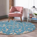 - RealHomes Dijital Baskılı Kaymaz Tabanlı Comfort Yuvarlak Halı - Realhomes  Mavi Zemin Geometrik Motifli Dijital Baskılı Lacivert Salon ve Oturma Odası Yıkanabilir Kaymaz Tabanlı Yuvarlak Halı Realhomes