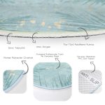 - RealHomes Dijital Baskılı Kaymaz Tabanlı Comfort Yuvarlak Halı - Realhomes  Mavi Zemin Yaprak Tasarım Desenli Dijital Baskılı Turkuaz Salon ve Oturma Odası Yıkanabilir Kaymaz Tabanlı Yuvarlak Halı Realhomes