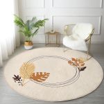 - RealHomes Dijital Baskılı Kaymaz Tabanlı Comfort Yuvarlak Halı - Realhomes  Realhomes Tropik Yaprak Motifli Krem Salon ve Oturma Odası Yıkanabilir Kaymaz Tabanlı Yuvarlak Kadife Halı Realhomes