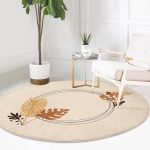 - RealHomes Dijital Baskılı Kaymaz Tabanlı Comfort Yuvarlak Halı - Realhomes  Realhomes Tropik Yaprak Motifli Krem Salon ve Oturma Odası Yıkanabilir Kaymaz Tabanlı Yuvarlak Kadife Halı Realhomes