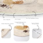 - RealHomes Dijital Baskılı Kaymaz Tabanlı Comfort Yuvarlak Halı - Realhomes  Realhomes Tropik Yaprak Motifli Krem Salon ve Oturma Odası Yıkanabilir Kaymaz Tabanlı Yuvarlak Kadife Halı Realhomes