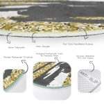 Gold Detaylı Modern Motifler Dijital Baskılı Salon ve Oturma Odası Yıkanabilir Kaymaz Tabanlı Yuvarlak Halı Realhomes