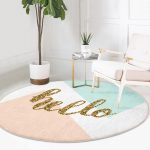 - RealHomes Dijital Baskılı Kaymaz Tabanlı Comfort Yuvarlak Halı - Realhomes  Gold Hello Yazılı Modern Motifler Dijital Baskılı Mutfak Yıkanabilir Kaymaz Tabanlı Yuvarlak Halı Realhomes