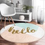 - RealHomes Dijital Baskılı Kaymaz Tabanlı Comfort Yuvarlak Halı - Realhomes  Gold Hello Yazılı Modern Motifler Dijital Baskılı Mutfak Yıkanabilir Kaymaz Tabanlı Yuvarlak Halı Realhomes