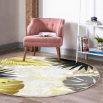 - RealHomes Dijital Baskılı Kaymaz Tabanlı Comfort Yuvarlak Halı - Realhomes  Mermer Zeminli Gold Ve Siyah Yapraklar Dijital Baskılı Modern Salon ve Oturma Odası Yıkanabilir Kaymaz Tabanlı Yuvarlak Halı Realhomes