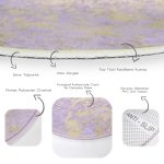 - RealHomes Dijital Baskılı Kaymaz Tabanlı Comfort Yuvarlak Halı - Realhomes  Mor Renkli Gradyan Desenli Dijital Baskılı Modern Pembe Yatak Odası Yıkanabilir Kaymaz Tabanlı Yuvarlak Halı Realhomes