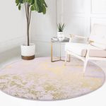 - RealHomes Dijital Baskılı Kaymaz Tabanlı Comfort Yuvarlak Halı - Realhomes  Açık Pembe Renkli Gradyan Desenli Dijital Baskılı Modern Yatak Odası Yıkanabilir Kaymaz Tabanlı Yuvarlak Halı Realhomes