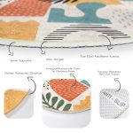 - RealHomes Dijital Baskılı Kaymaz Tabanlı Comfort Yuvarlak Halı - Realhomes Ekru Zeminde Sanatsal Motifler Dijital Baskılı Modern Renkli Salon ve Oturma Odası Yıkanabilir Kaymaz Tabanlı Yuvarlak Halı Realhomes