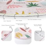 Renkli Amazon Yapraklı Motifler Dijital Baskılı Modern Salon ve Oturma Odası Yıkanabilir Kaymaz Tabanlı Yuvarlak Halı Realhomes