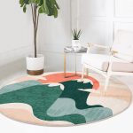 Renkli Dağ Desenli Dijital Baskılı Modern Salon ve Oturma Odası Yıkanabilir Kaymaz Tabanlı Yuvarlak Halı Realhomes