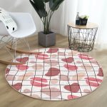 - RealHomes Dijital Baskılı Kaymaz Tabanlı Comfort Yuvarlak Halı - Realhomes  Renkli Bohem Zeminli Kare Çizgiler Dijital Baskılı Modern Yatak Odası Yıkanabilir Kaymaz Tabanlı Yuvarlak Halı Realhomes