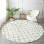 - RealHomes Dijital Baskılı Kaymaz Tabanlı Comfort Yuvarlak Halı - Realhomes  Vizon Zeminde Deniz Yıldızı Motifli Dijital Baskılı Modern Krem Koridor ve Antre Yıkanabilir Kaymaz Tabanlı Yuvarlak Halı Realhomes