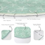 - RealHomes Dijital Baskılı Kaymaz Tabanlı Comfort Yuvarlak Halı - Realhomes  Yeşil Zeminde Krem Deniz Yıldızı Tasarımlı Dijital Baskılı Modern Turkuaz Salon ve Oturma Odası Kaymaz Tabanlı Yuvarlak Halı Realhomes