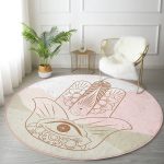 - RealHomes Dijital Baskılı Kaymaz Tabanlı Comfort Yuvarlak Halı - Realhomes  Fatma Ana Eli Motifli Dijital Baskılı Modern Renkli Salon ve Oturma Odası Yıkanabilir Kaymaz Tabanlı Yuvarlak Halı Realhomes