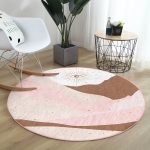 - RealHomes Dijital Baskılı Kaymaz Tabanlı Comfort Yuvarlak Halı - Realhomes  Natura Temalı Boho Tasarımlı Dijital Baskılı Modern Kahverengi Salon ve Oturma Odası Yıkanabilir Kaymaz Tabanlı Yuvarlak Halı Realhomes