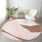 - RealHomes Dijital Baskılı Kaymaz Tabanlı Comfort Yuvarlak Halı - Realhomes  Natura Temalı Boho Tasarımlı Dijital Baskılı Modern Kahverengi Salon ve Oturma Odası Yıkanabilir Kaymaz Tabanlı Yuvarlak Halı Realhomes