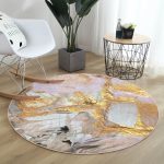 - RealHomes Dijital Baskılı Kaymaz Tabanlı Comfort Yuvarlak Halı - Realhomes  Gold Detaylı Soyut Çizimli Dijital Baskılı Modern Banyo Yıkanabilir Kaymaz Tabanlı Yuvarlak Halı Realhomes