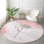 - RealHomes Dijital Baskılı Kaymaz Tabanlı Comfort Yuvarlak Halı - Realhomes  Pastel Renkli Onedraw Gül Resimli Dijital Baskılı Modern Pembe Yatak Odası Yıkanabilir Kaymaz Tabanlı Yuvarlak Halı Realhomes