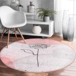 - RealHomes Dijital Baskılı Kaymaz Tabanlı Comfort Yuvarlak Halı - Realhomes  Pastel Renkli Onedraw Gül Resimli Dijital Baskılı Modern Pembe Yatak Odası Yıkanabilir Kaymaz Tabanlı Yuvarlak Halı Realhomes