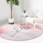 - RealHomes Dijital Baskılı Kaymaz Tabanlı Comfort Yuvarlak Halı - Realhomes  Pastel Renkli Onedraw Gül Resimli Dijital Baskılı Modern Pembe Yatak Odası Yıkanabilir Kaymaz Tabanlı Yuvarlak Halı Realhomes