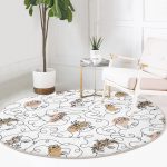 - RealHomes Dijital Baskılı Kaymaz Tabanlı Comfort Yuvarlak Halı - Realhomes  Beyaz Zeminde Bayan Desenli Dijital Baskılı Modern Krem Mutfak Yıkanabilir Kaymaz Tabanlı Yuvarlak Halı Realhomes