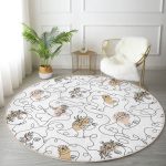 - RealHomes Dijital Baskılı Kaymaz Tabanlı Comfort Yuvarlak Halı - Realhomes  Beyaz Zeminde Bayan Desenli Dijital Baskılı Modern Krem Mutfak Yıkanabilir Kaymaz Tabanlı Yuvarlak Halı Realhomes