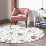 - RealHomes Dijital Baskılı Kaymaz Tabanlı Comfort Yuvarlak Halı - Realhomes  Beyaz Zeminde Bayan Desenli Dijital Baskılı Modern Krem Mutfak Yıkanabilir Kaymaz Tabanlı Yuvarlak Halı Realhomes