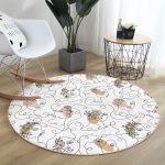 - RealHomes Dijital Baskılı Kaymaz Tabanlı Comfort Yuvarlak Halı - Realhomes  Beyaz Zeminde Bayan Desenli Dijital Baskılı Modern Krem Mutfak Yıkanabilir Kaymaz Tabanlı Yuvarlak Halı Realhomes