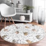 - RealHomes Dijital Baskılı Kaymaz Tabanlı Comfort Yuvarlak Halı - Realhomes  Beyaz Zeminde Bayan Desenli Dijital Baskılı Modern Krem Mutfak Yıkanabilir Kaymaz Tabanlı Yuvarlak Halı Realhomes