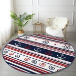 - RealHomes Dijital Baskılı Kaymaz Tabanlı Comfort Yuvarlak Halı - Realhomes  Bordo Lacivert Renkli Çapa Dümen Temalı Dijital Baskılı Modern Mutfak Yıkanabilir Kaymaz Tabanlı Yuvarlak Halı Realhomes