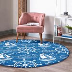 - RealHomes Dijital Baskılı Kaymaz Tabanlı Comfort Yuvarlak Halı - Realhomes Mavi Beyaz Zeminli Deniz Yıldızı Desenli Dijital Baskılı Modern Lacivert Outdoor Yıkanabilir Kaymaz Tabanlı Yuvarlak Halı Realhomes