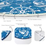 - RealHomes Dijital Baskılı Kaymaz Tabanlı Comfort Yuvarlak Halı - Realhomes Mavi Beyaz Zeminli Deniz Yıldızı Desenli Dijital Baskılı Modern Lacivert Outdoor Yıkanabilir Kaymaz Tabanlı Yuvarlak Halı Realhomes