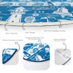 Mavi Beyaz Zeminli Yelken Desenli Dijital Baskılı Modern Lacivert Outdoor Yıkanabilir Kaymaz Tabanlı Yuvarlak Halı Realhomes