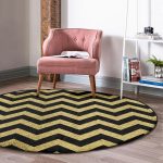 - RealHomes Dijital Baskılı Kaymaz Tabanlı Comfort Yuvarlak Halı - Realhomes  Siyah Zeminde Gold Kalp Desenli Dijital Baskılı Modern Ofis Yıkanabilir Kaymaz Tabanlı Yuvarlak Halı Realhomes