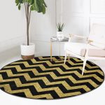 - RealHomes Dijital Baskılı Kaymaz Tabanlı Comfort Yuvarlak Halı - Realhomes  Siyah Zeminde Gold Kalp Desenli Dijital Baskılı Modern Ofis Yıkanabilir Kaymaz Tabanlı Yuvarlak Halı Realhomes