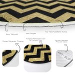 - RealHomes Dijital Baskılı Kaymaz Tabanlı Comfort Yuvarlak Halı - Realhomes  Siyah Zeminde Gold Kalp Desenli Dijital Baskılı Modern Ofis Yıkanabilir Kaymaz Tabanlı Yuvarlak Halı Realhomes