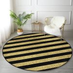 - RealHomes Dijital Baskılı Kaymaz Tabanlı Comfort Yuvarlak Halı - Realhomes Siyah Zeminde Happy Birthday Gold Yazılı Dijital Baskılı Modern Ofis Yıkanabilir Kaymaz Tabanlı Yuvarlak Halı Realhomes