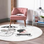 - RealHomes Dijital Baskılı Kaymaz Tabanlı Comfort Yuvarlak Halı - Realhomes Fashion Girl Dijital Baskılı Modern Krem Çocuk ve Genç Odası Yıkanabilir Kaymaz Tabanlı Yuvarlak Halı Realhomes